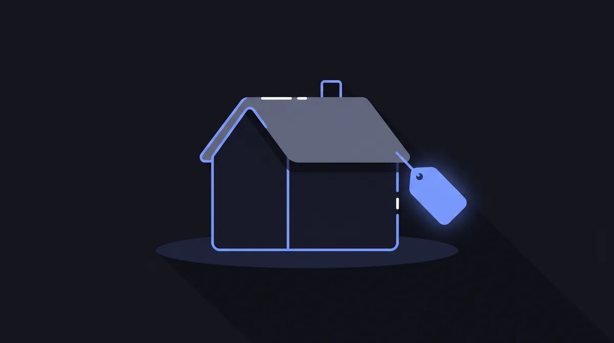 Illustration: an outlined house with a blank rounded tag hanging from one corner.