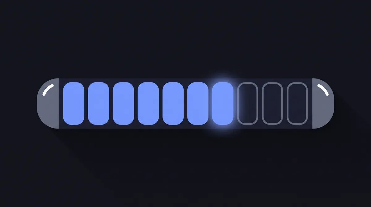 Illustration: a meter of ten segments with the first seven filled and the last three left as empty outlines.